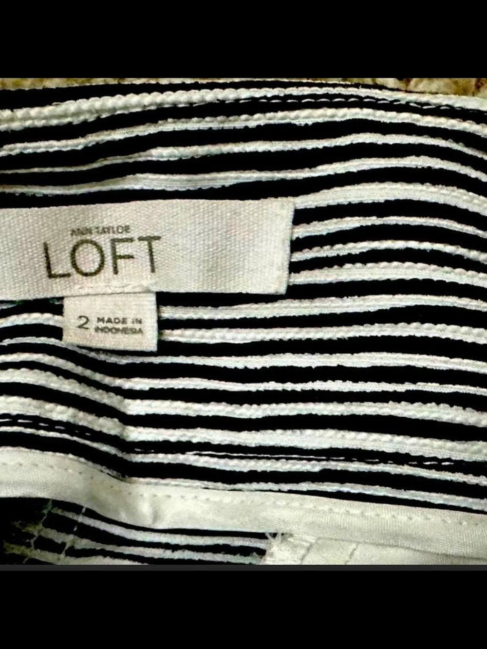 LOFT Black & White Striped Shorts